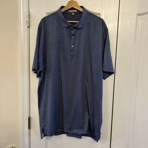 Peter Millar XXL Polo Golf Shirt Short Sleeve Striped 100% Cotton Navy Blue